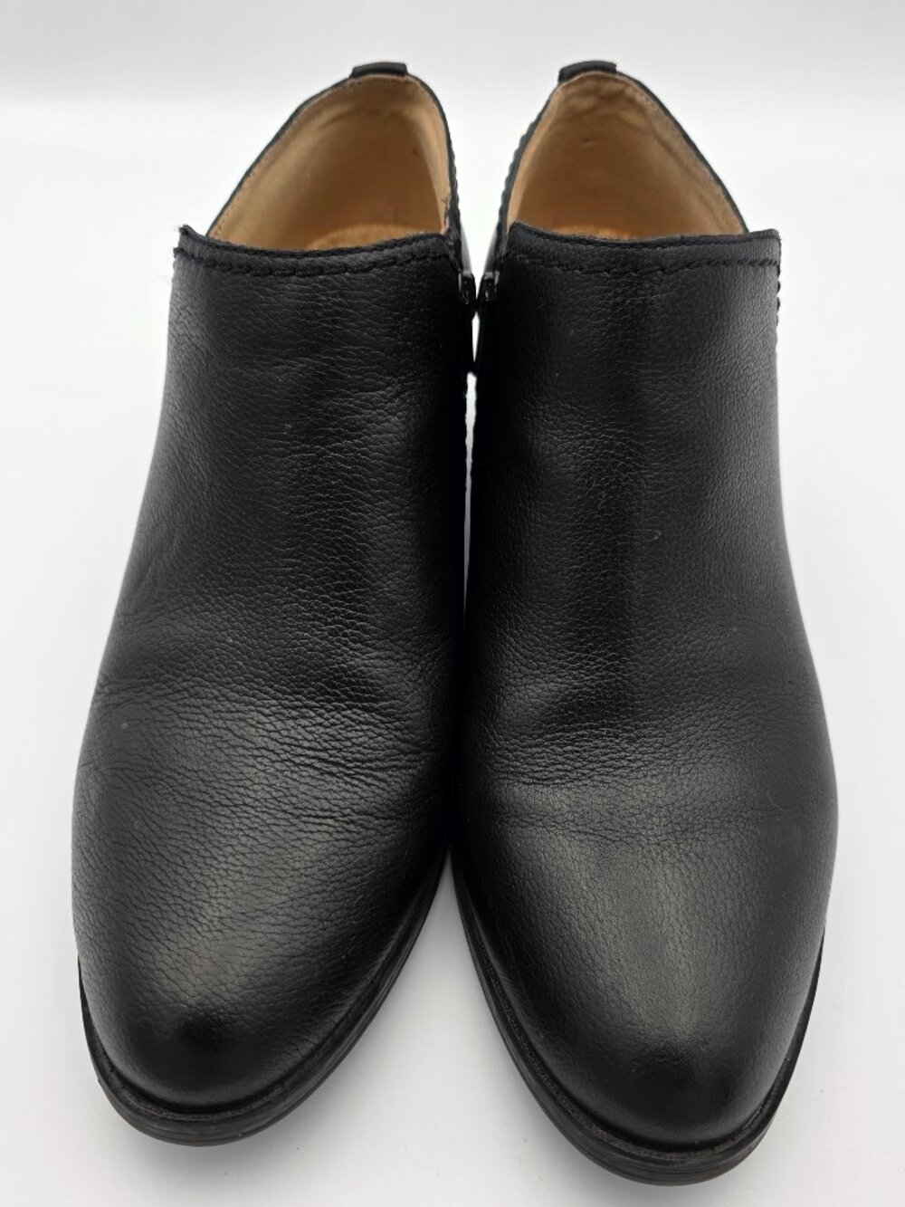 Naturalizer Zarie Black Leather Ankle Booties Side Zip Block Heel 10M